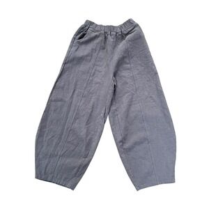 IXIMO Linen Blend Wide Leg Barrel Pants Gray Size Small Lagenlook Balloon